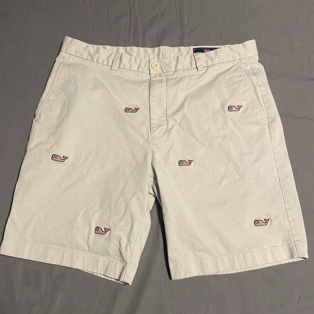 Vineyard Vines Embroidered American Flag Whale Breaker Shorts Mens 36 July 4th